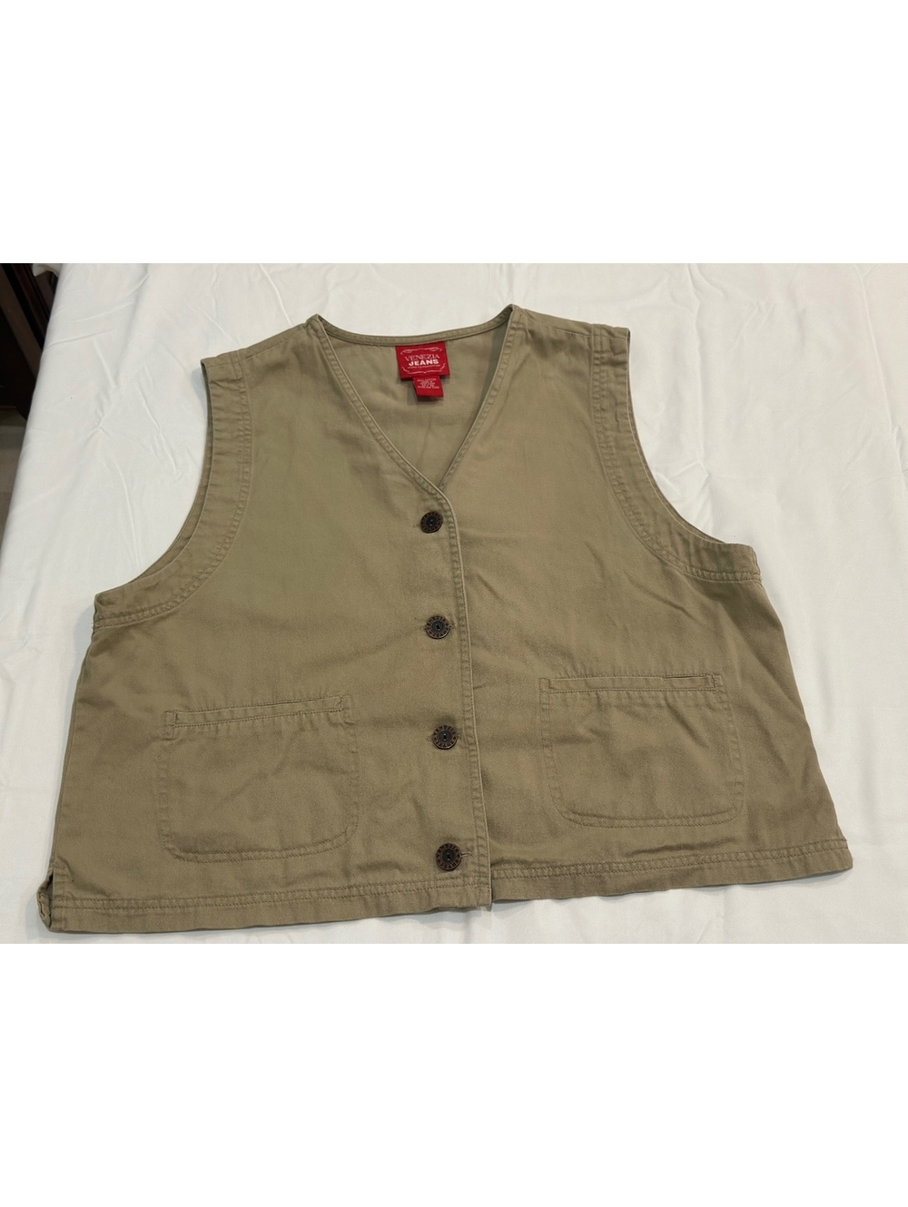 Venezia Jeans Women's Khaki Cotton Button-Up Vest Size 14/16 [COPY]